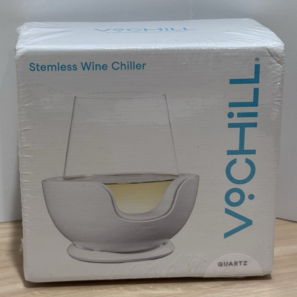 VoChill Stemless Wine Chiller Quartz Fits Most Stemless Glasses Reuse NEW SEALED
